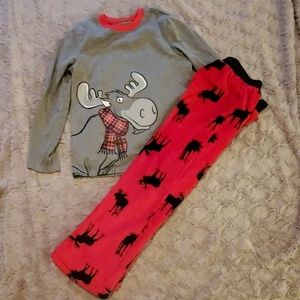 Boy's moose and plaid winter pajamas